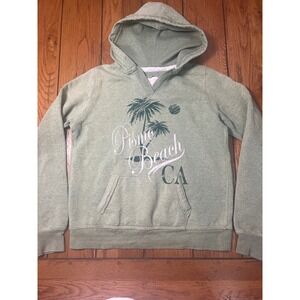 Tee Max Inc Pismo Beach CA Graphic Hoodie Sage Green Women Small Coastal Top